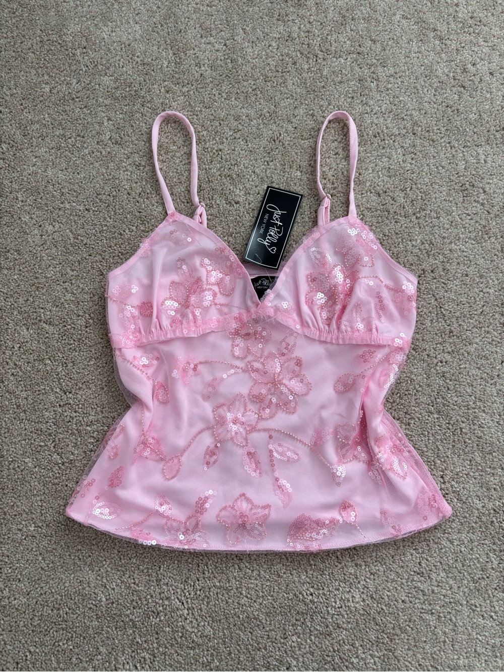 Pink Sequin Floral Camisole